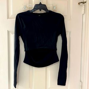 Devon Windsor black long sleeve workout top with cut out